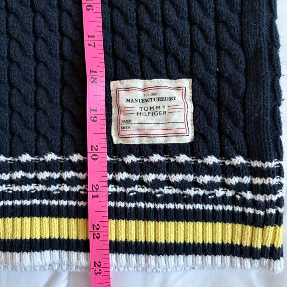 Tommy Hilfiger Button Shoulder Cable Knit Crewneck Navy Sweater Size Medium - Picture 6 of 8